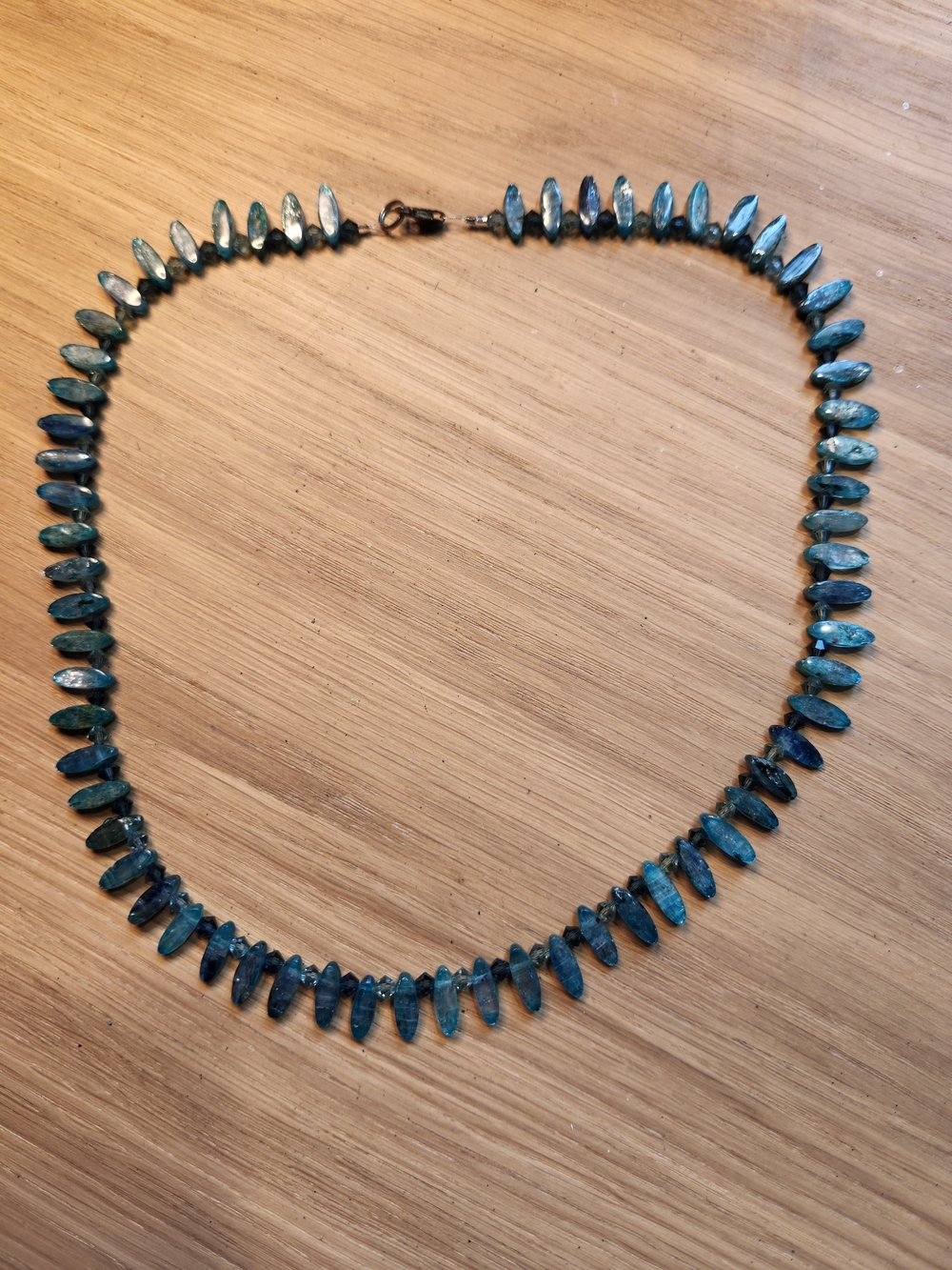 Teal Crystal Bead Necklace with Lobster Clasp